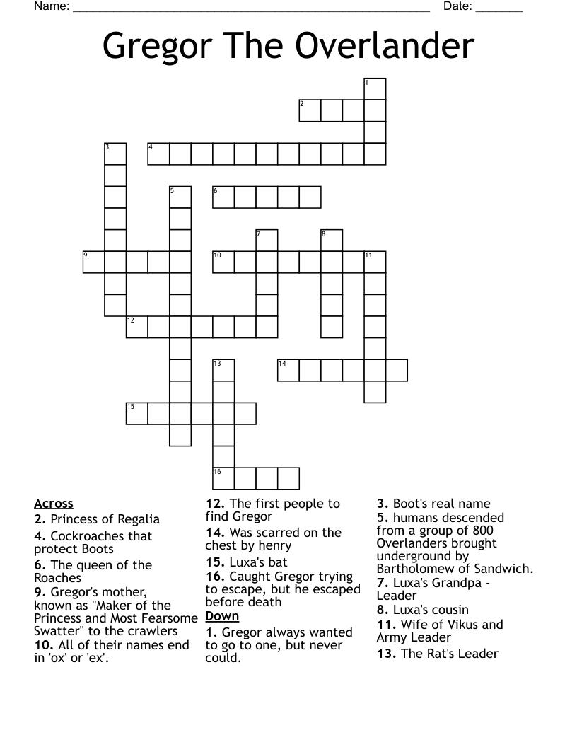Gregor The Overlander Crossword