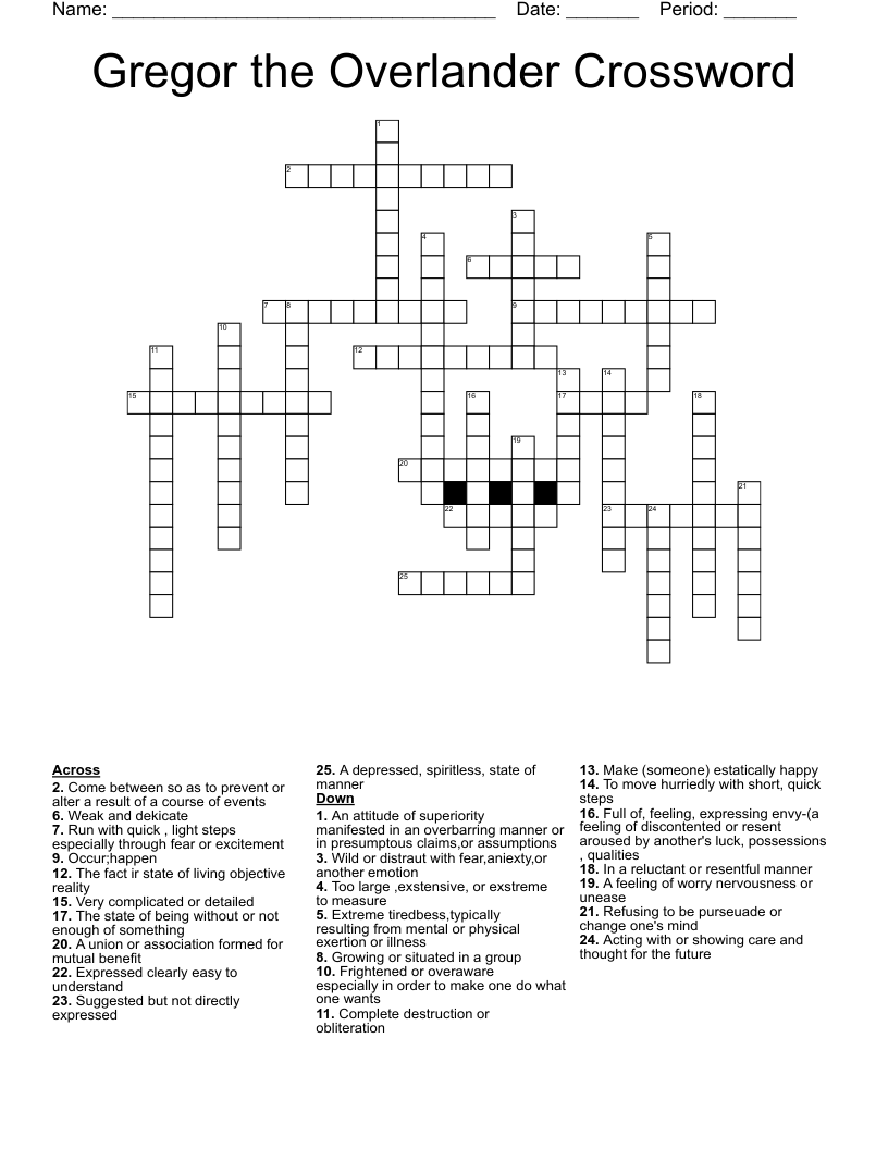 Gregor the Overlander Crossword