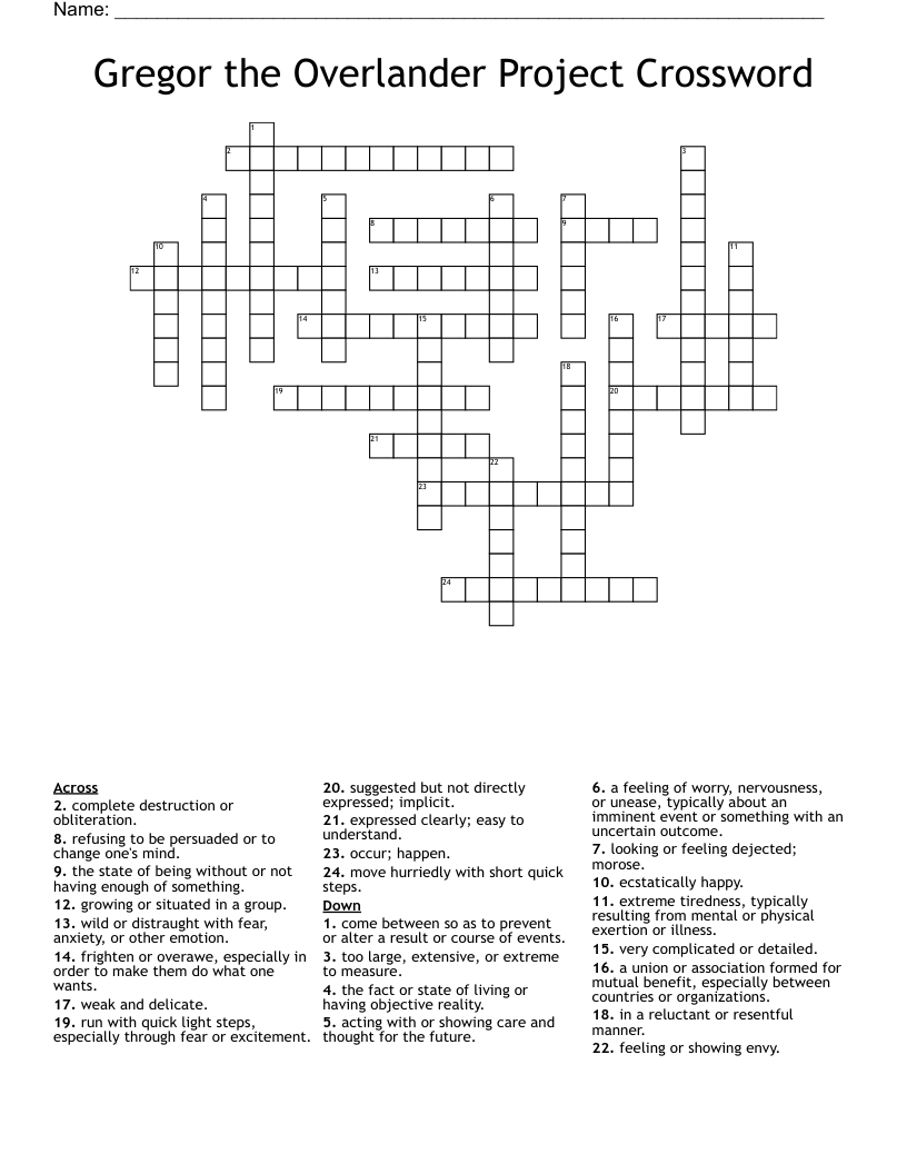 Gregor the Overlander Project Crossword