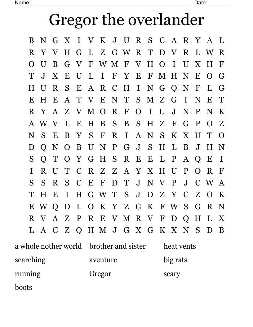 Gregor the overlander Word Search