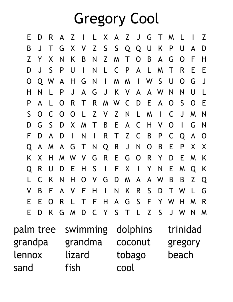 Gregory Cool Word Search