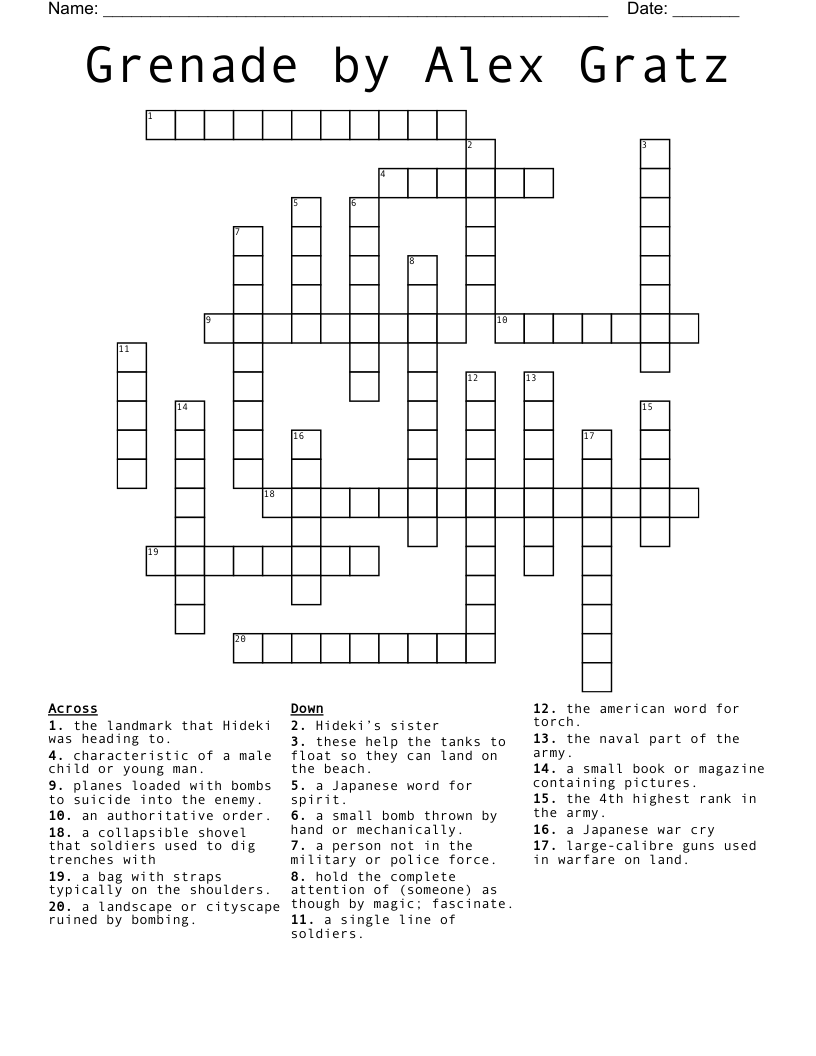 Grenade by Alex Gratz Crossword