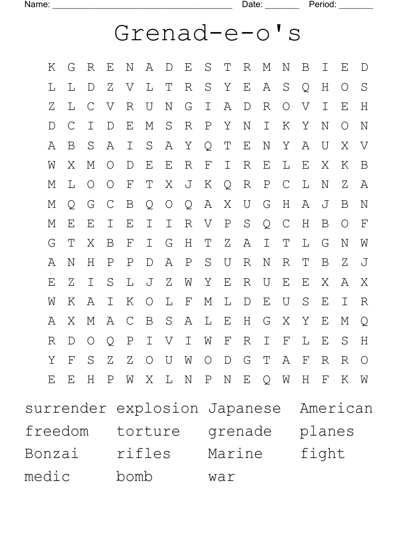 Grenad-e-o's Word Search
