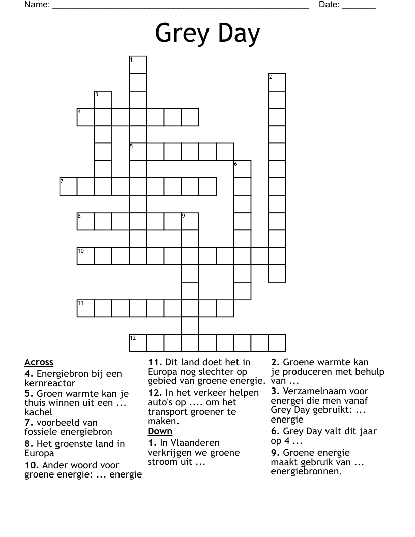 Grey Day Crossword