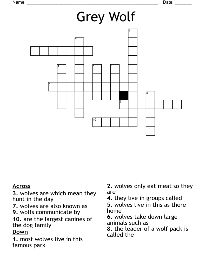 Grey Wolf Crossword