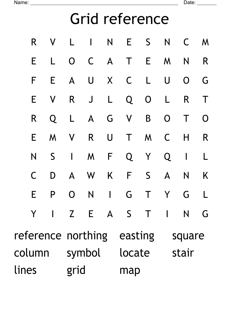 Grid reference Word Search