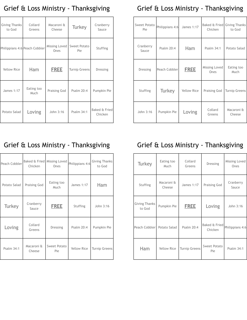 Grief & Loss Ministry - Thanksgiving