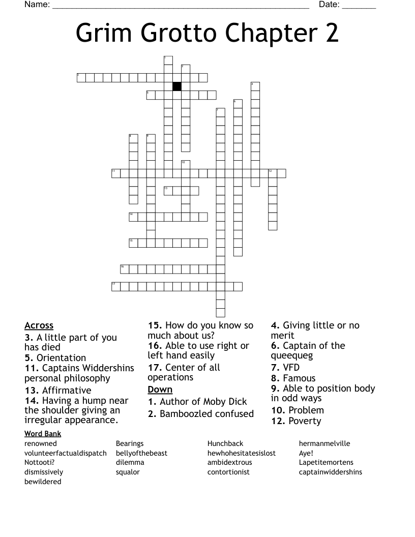 Grim Grotto Chapter 2 Crossword