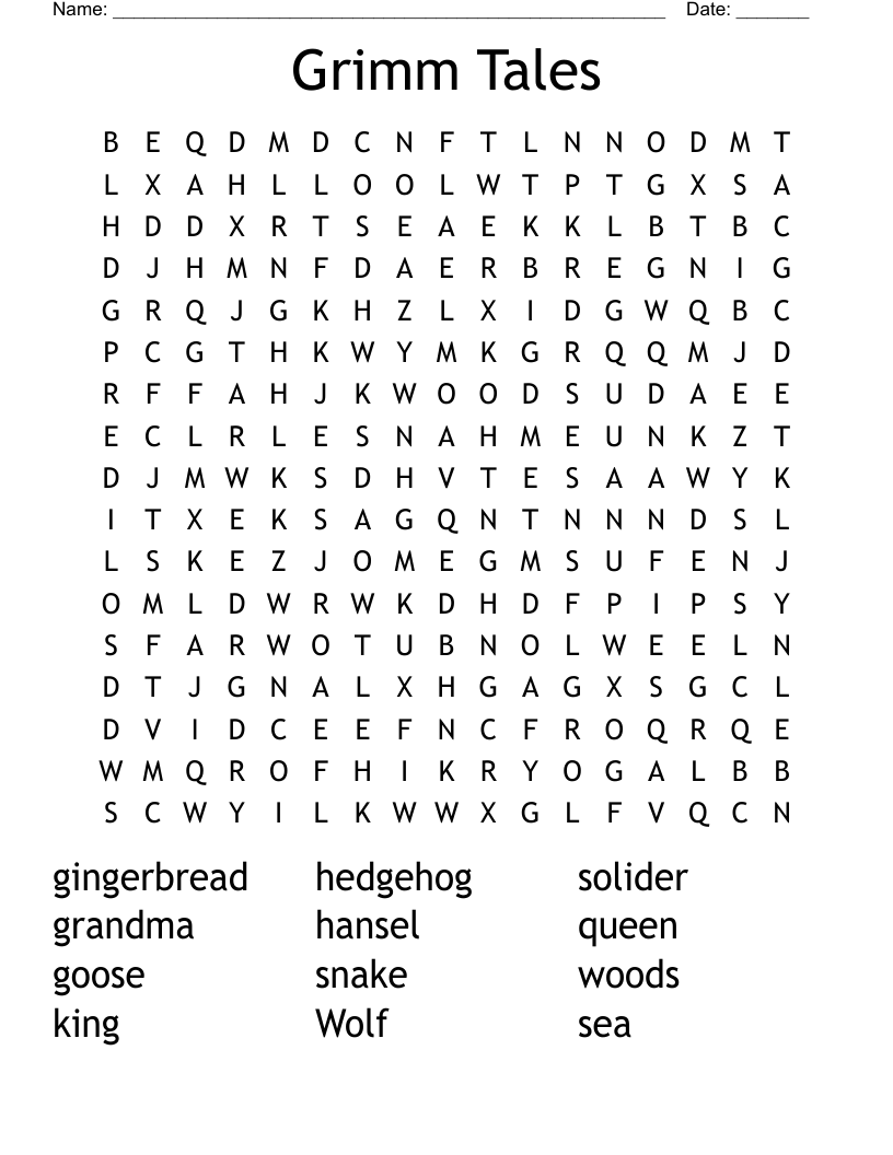 Grimm Tales Word Search