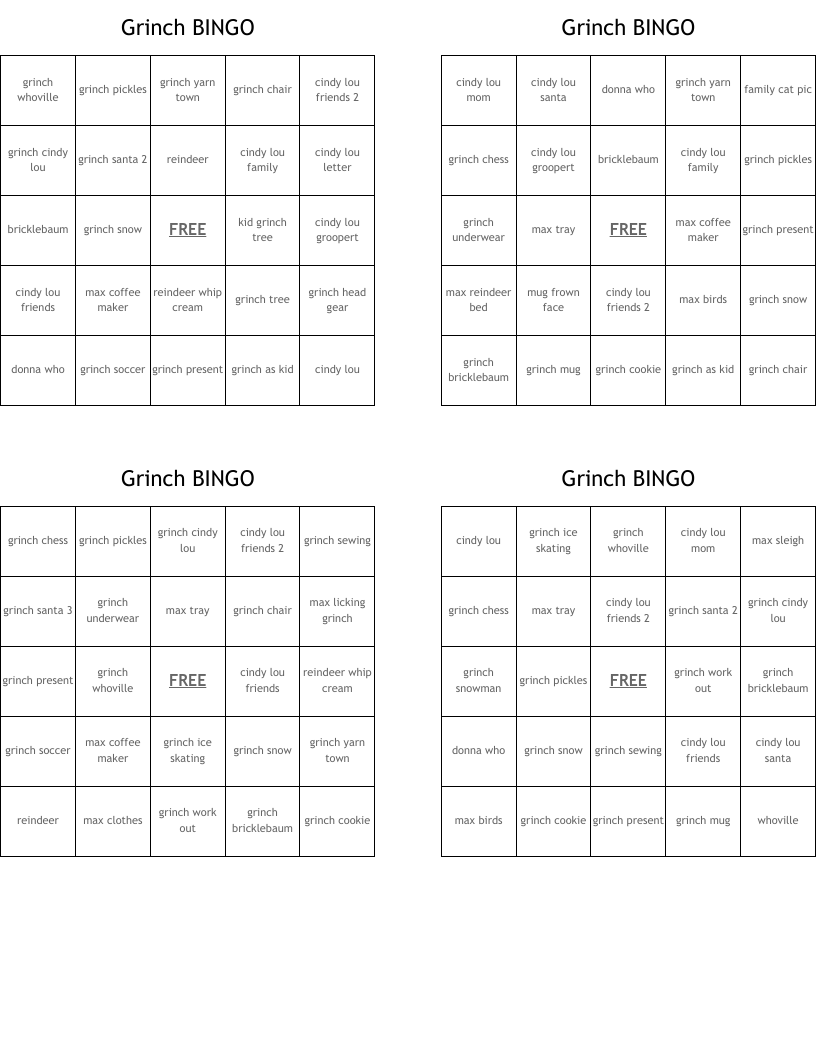 Grinch BINGO