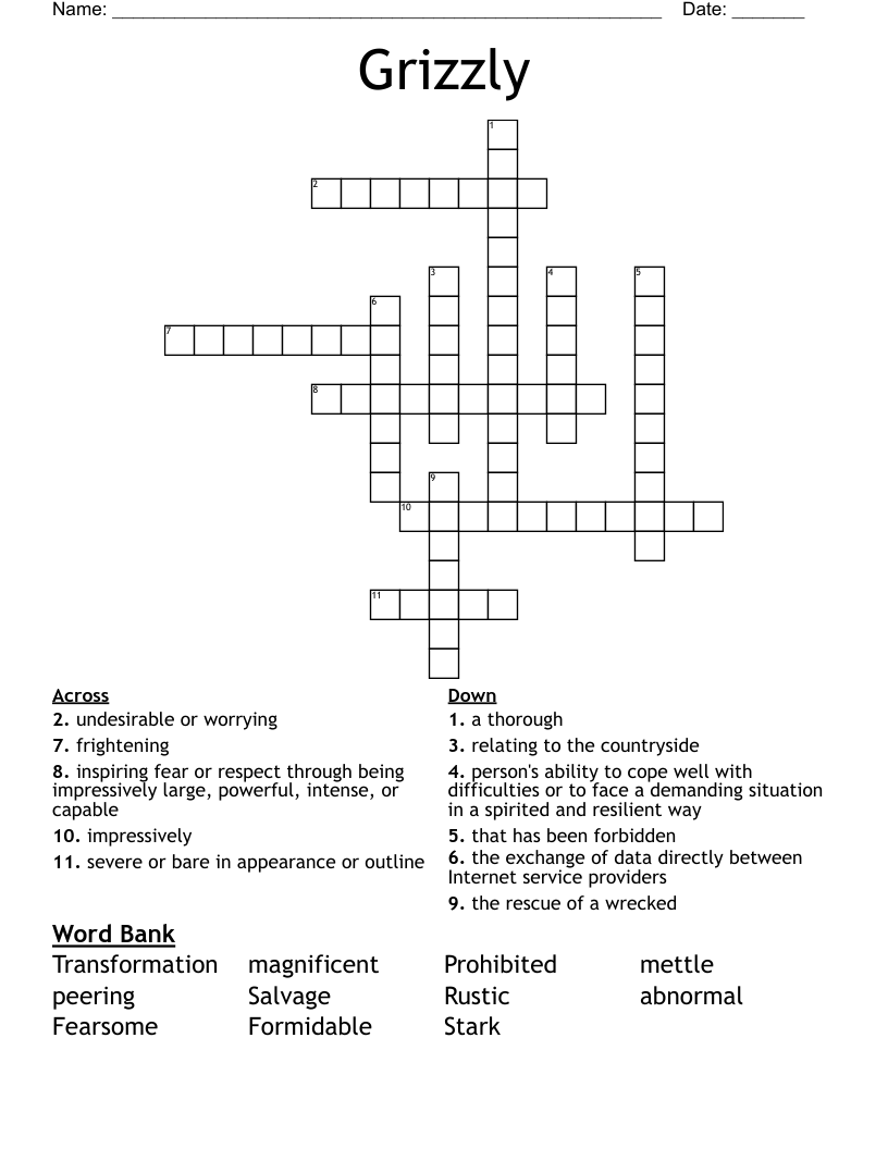 Grizzly Crossword