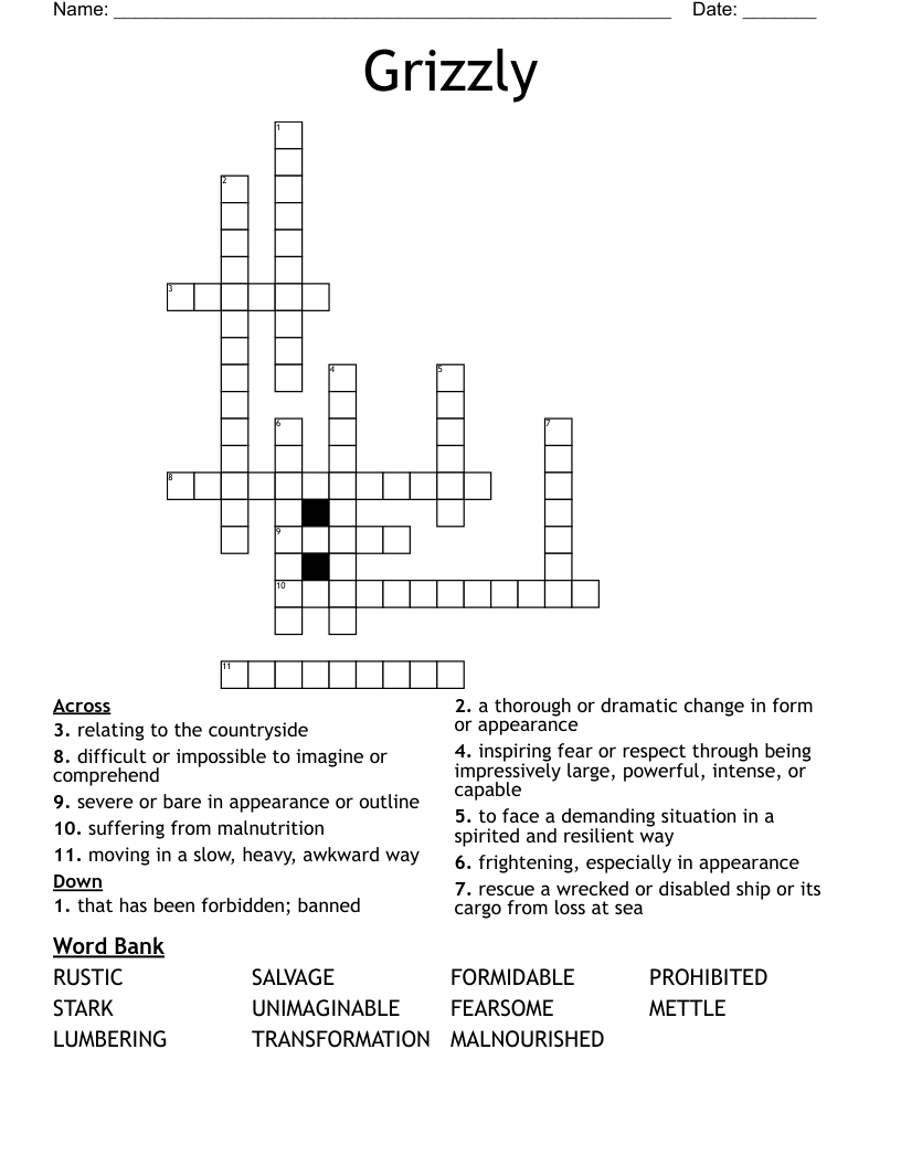 Grizzly Crossword