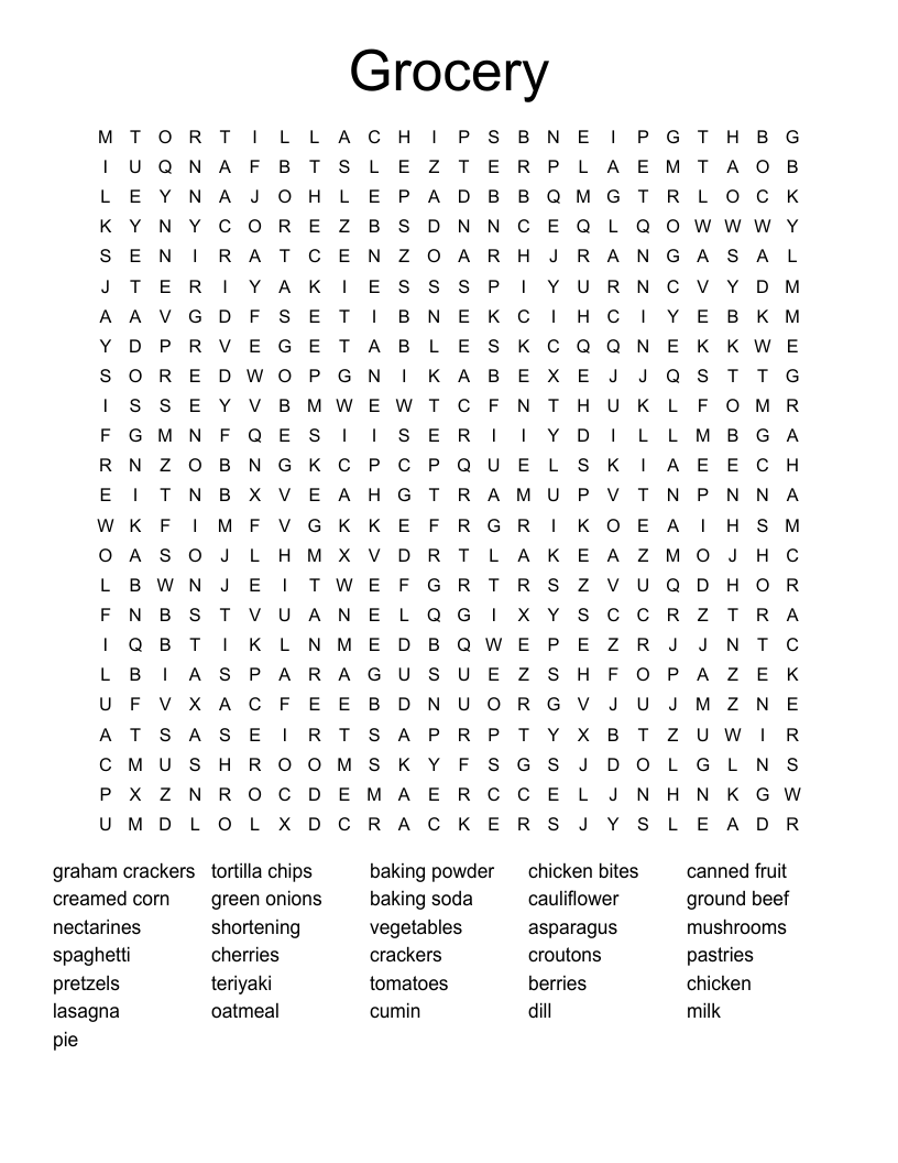 Grocery Word Search
