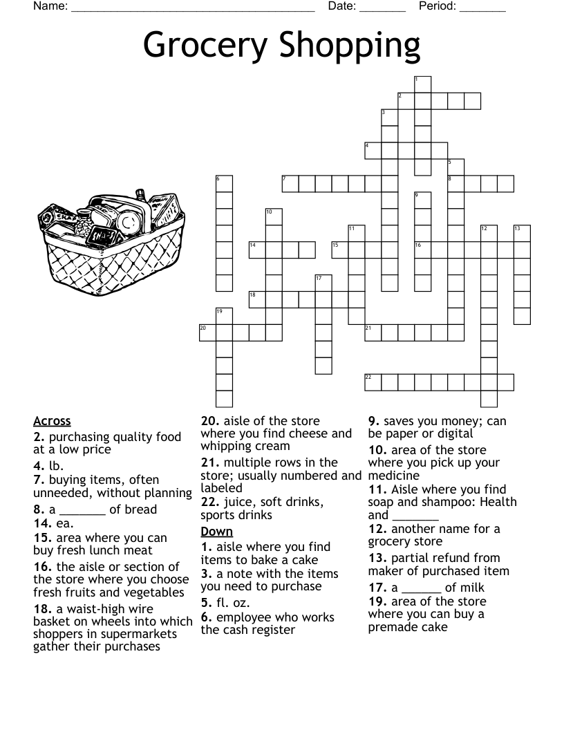 Grocery Shopping Crossword