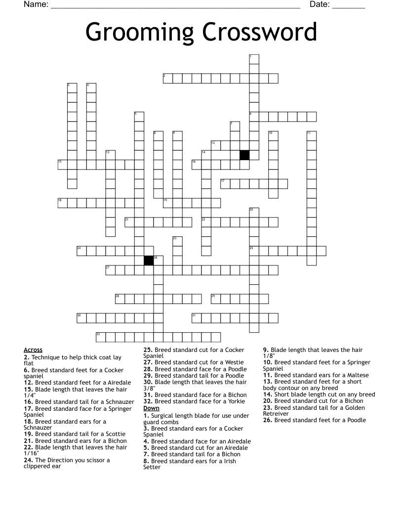 Grooming Crossword