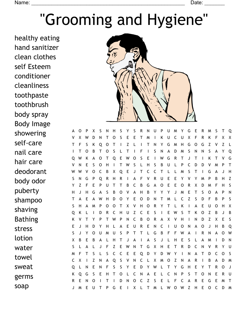 "Grooming and Hygiene" Word Search