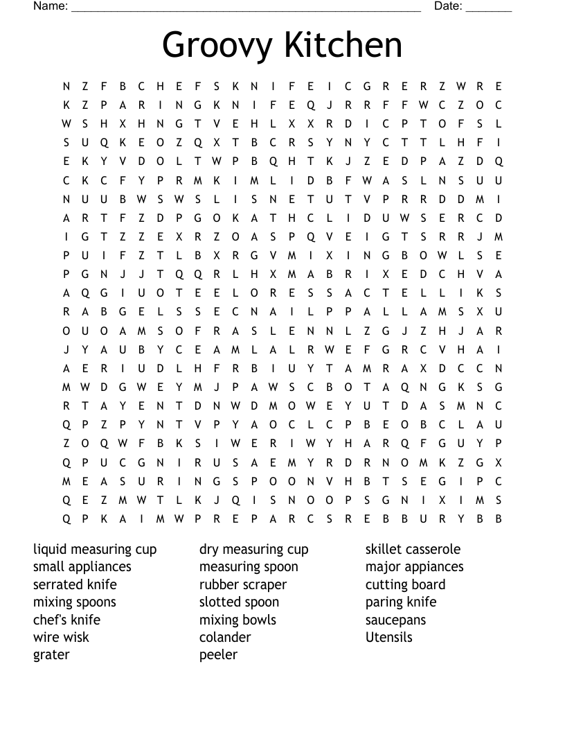 Groovy Kitchen Word Search