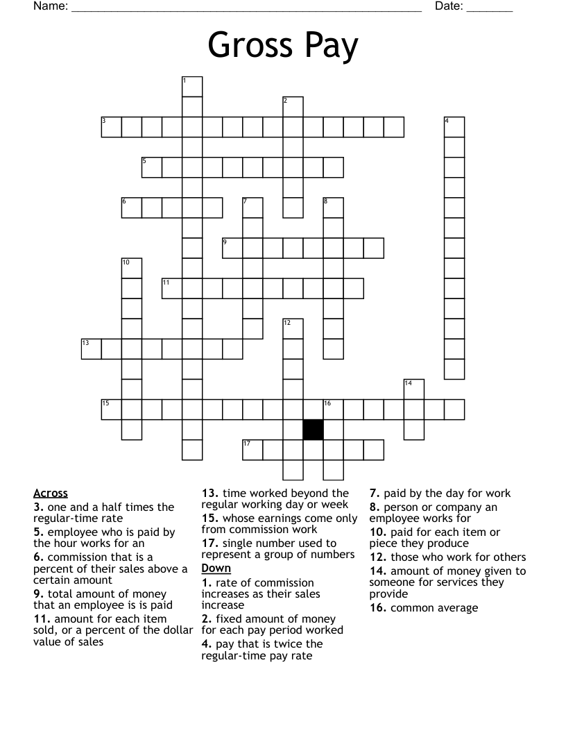 Gross Pay  Crossword