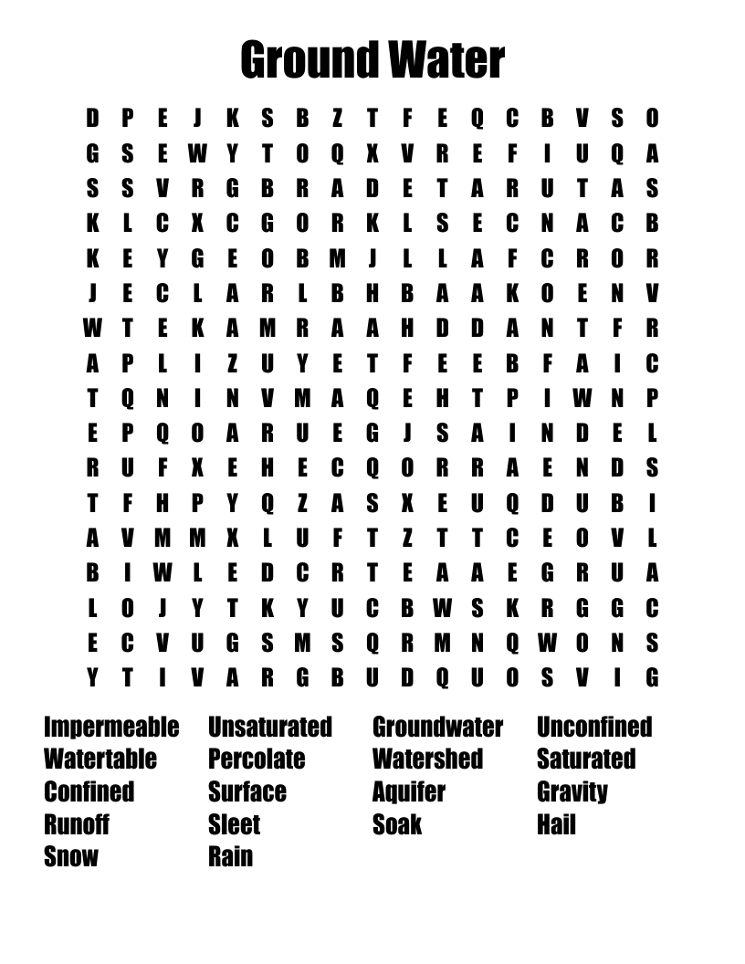 Ground Water Word Search