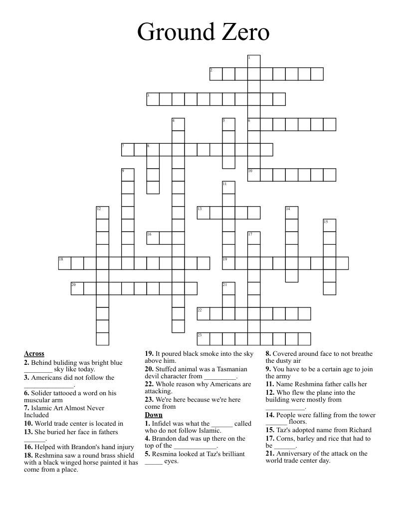 Ground Zero  Crossword