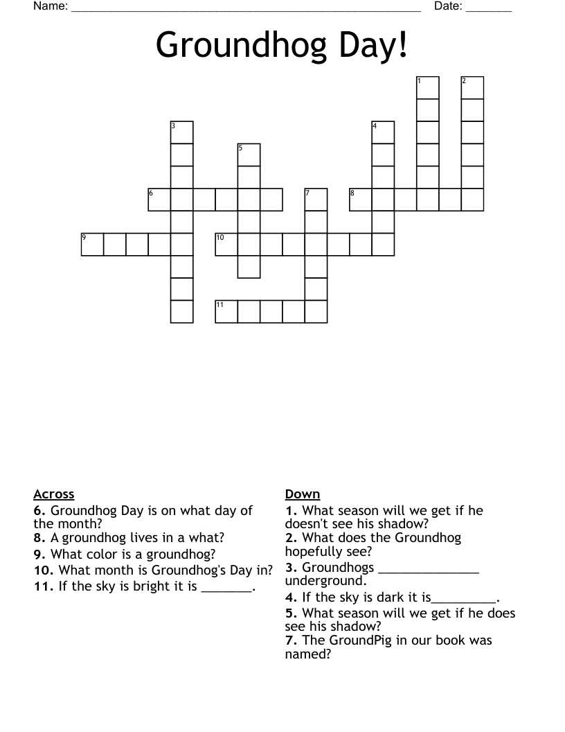 Groundhog Day! Crossword