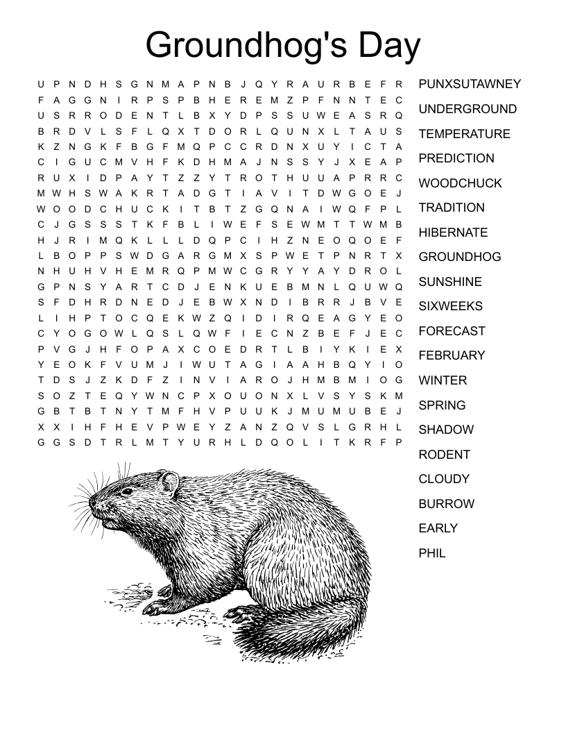 Groundhog's Day Word Search