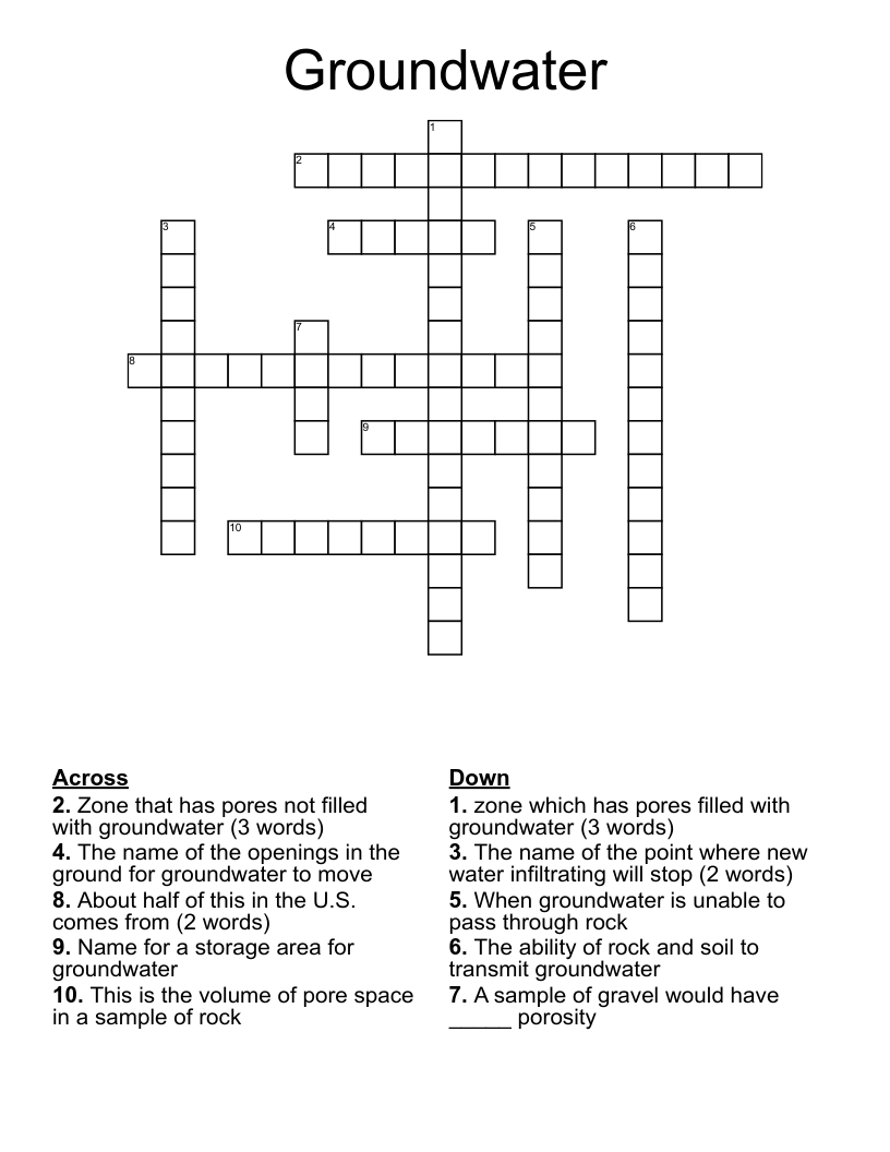 Groundwater Crossword