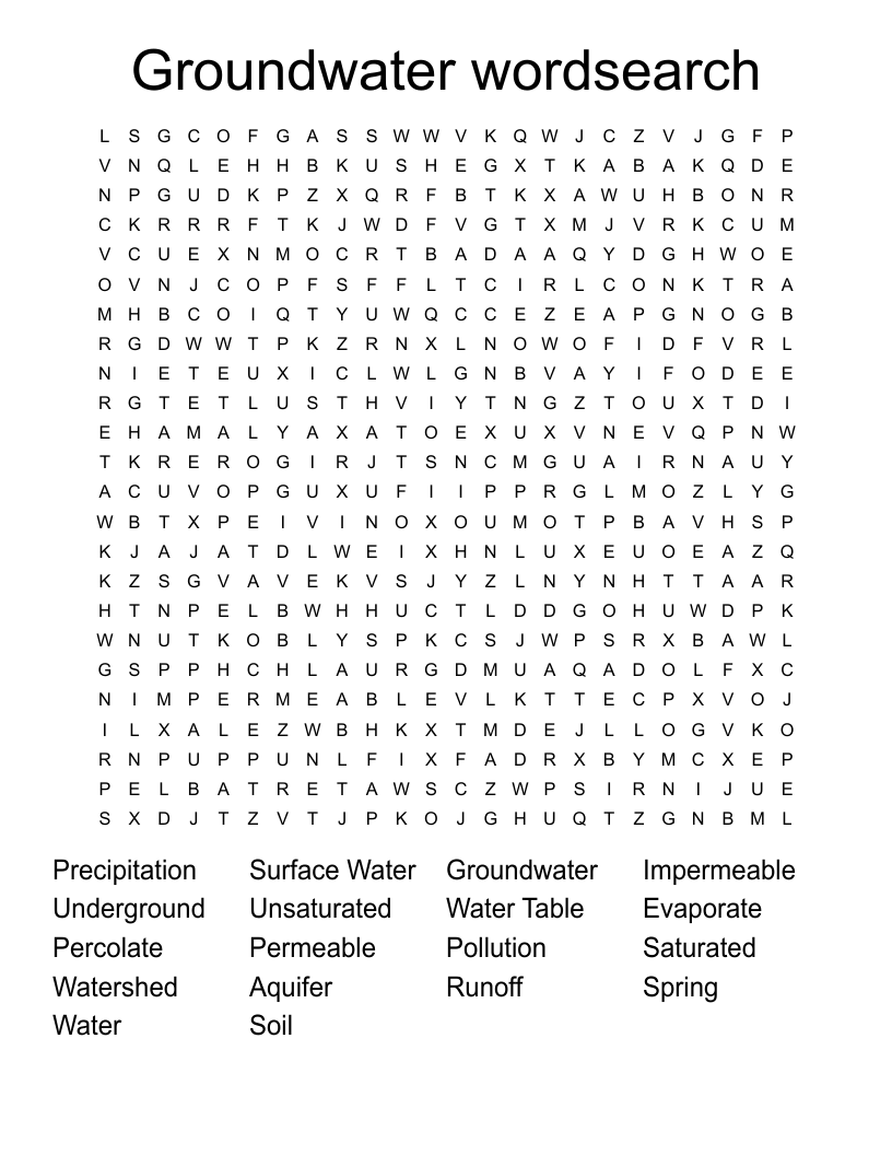 Groundwater wordsearch
