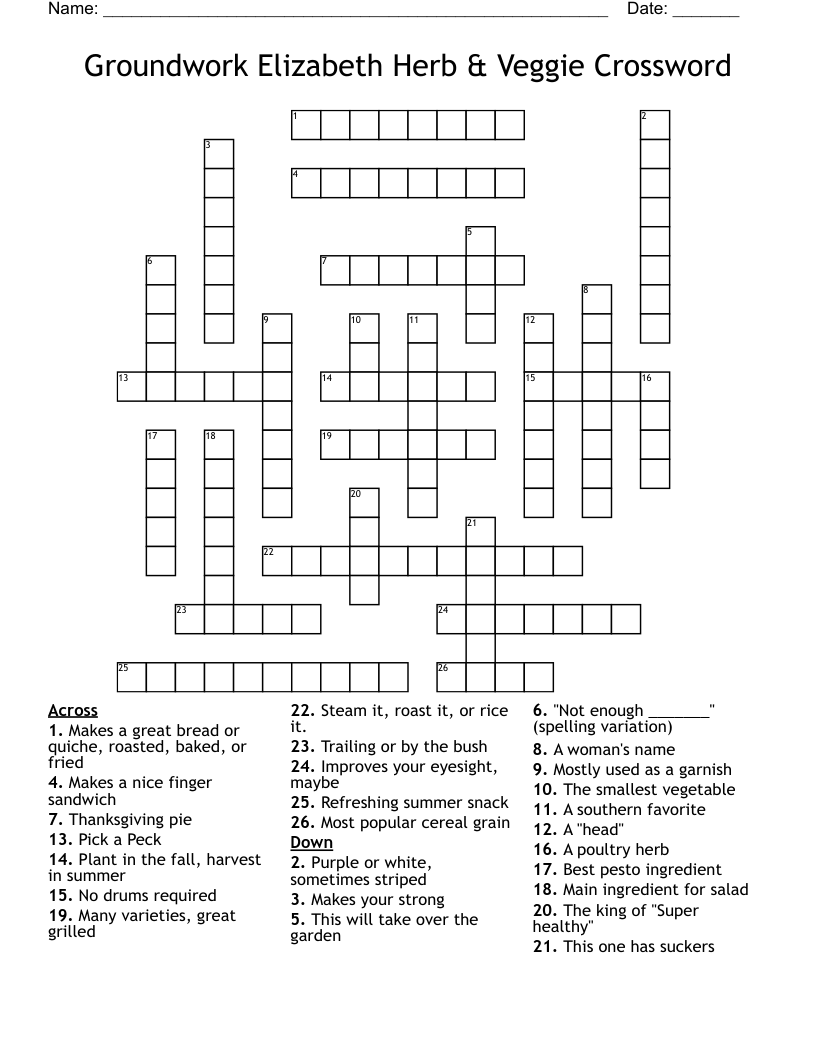 Groundwork Elizabeth Herb & Veggie Crossword
