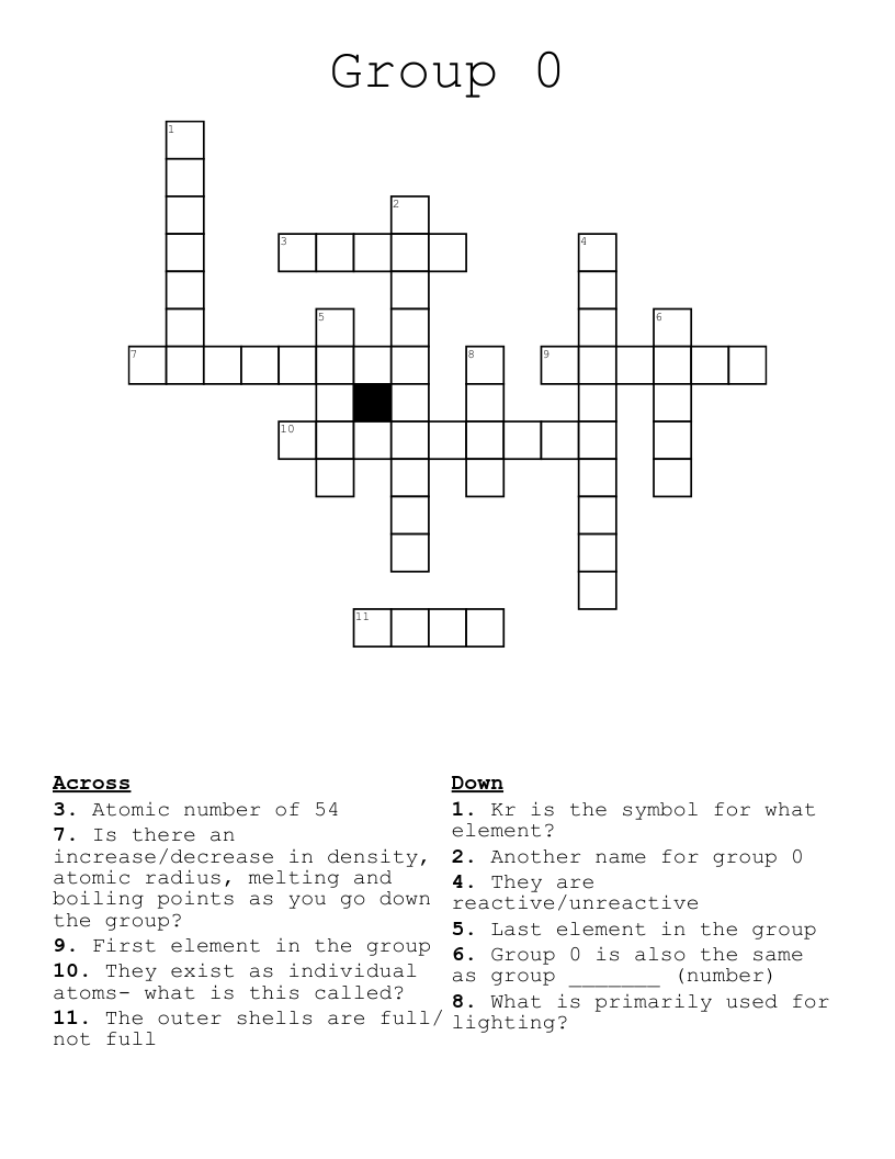 Group 0 Crossword