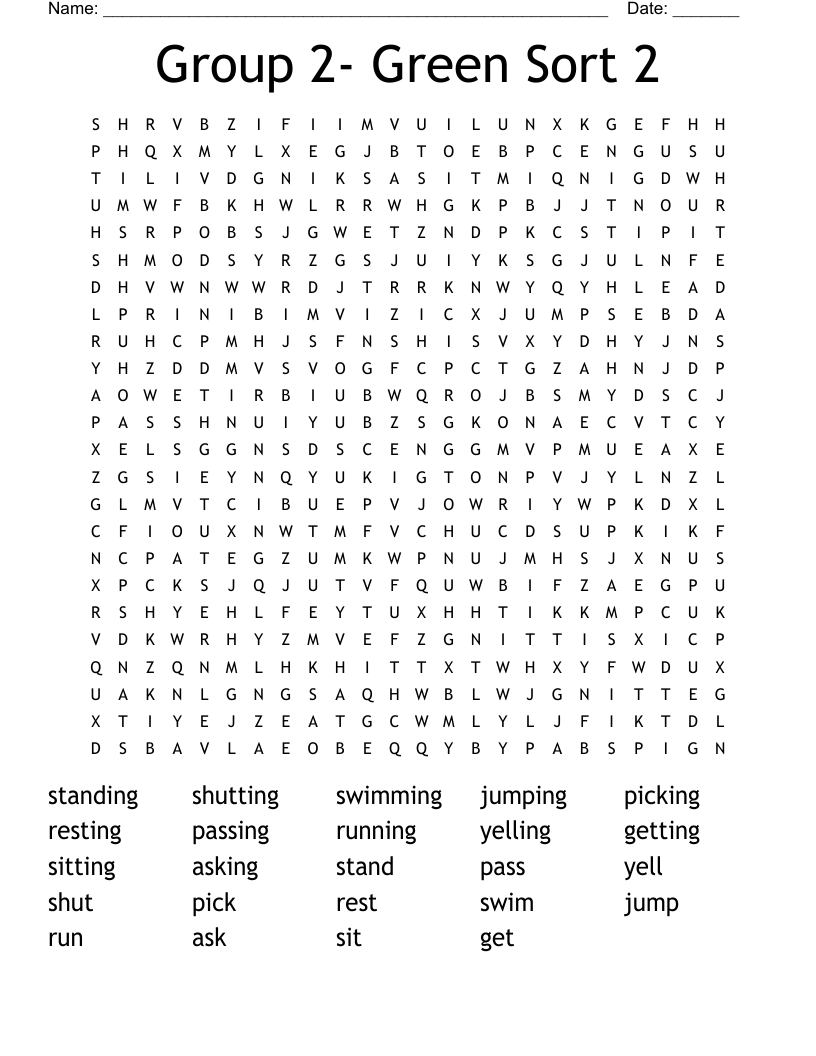 Group 2- Green Sort 2 Word Search
