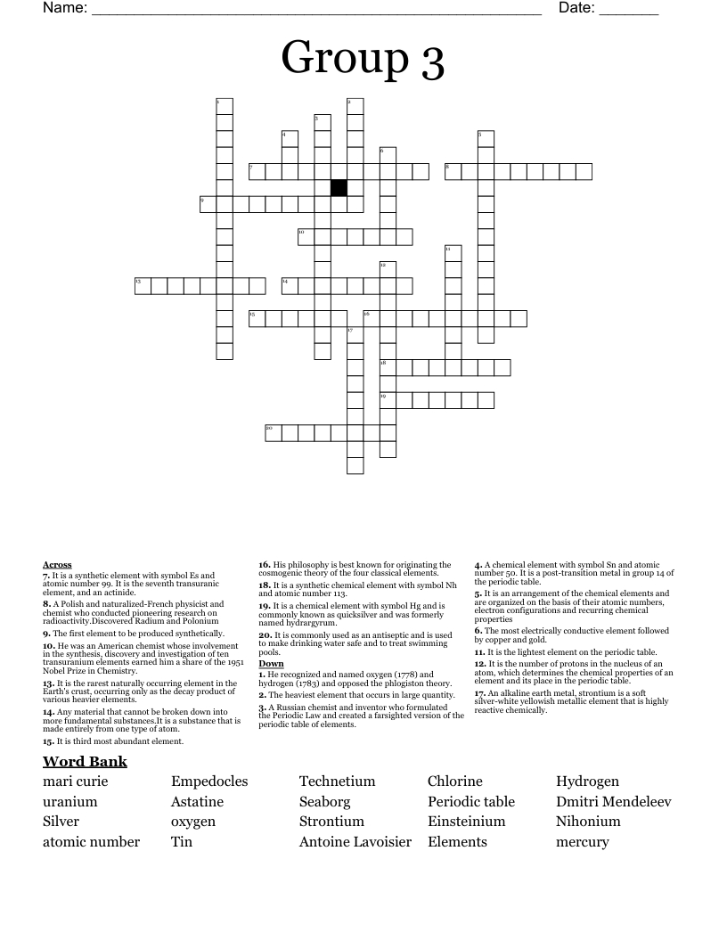 Group 3 Crossword