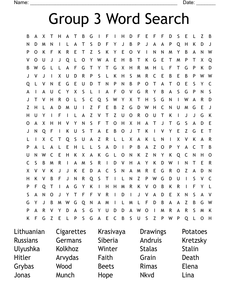 Group 3 Word Search