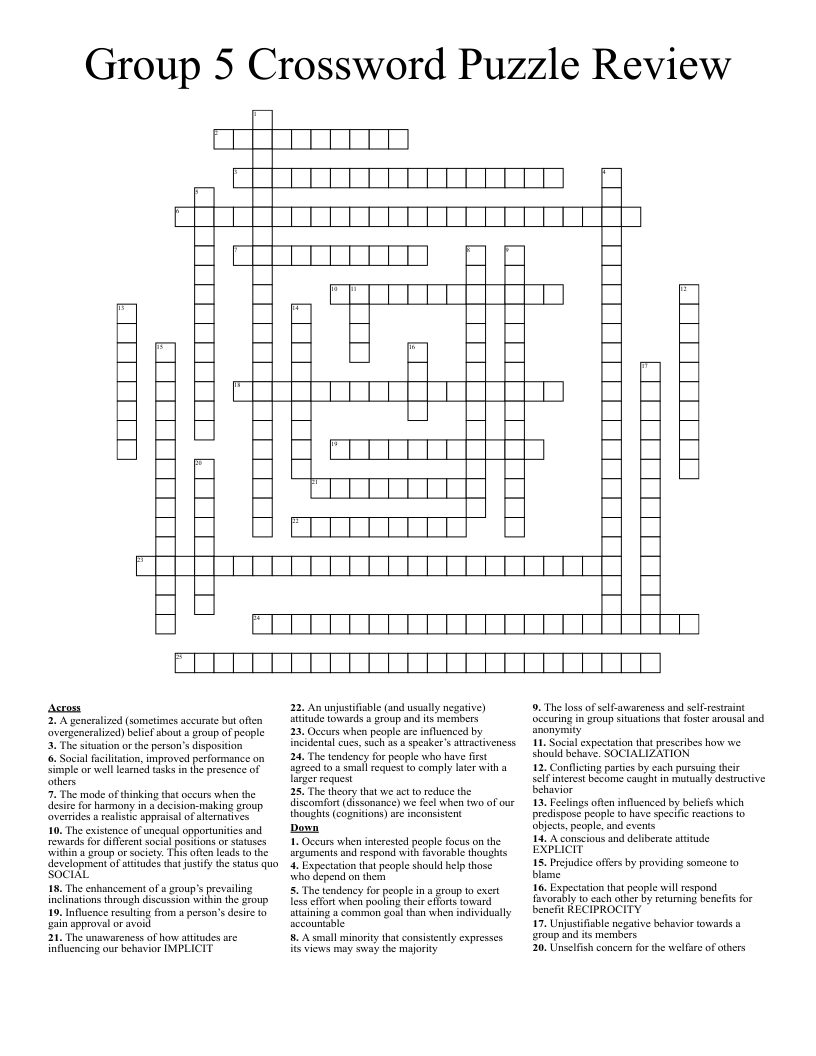 Group 5 Crossword Puzzle Review