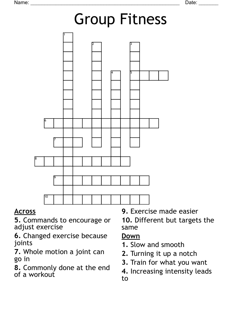 Group Fitness Crossword