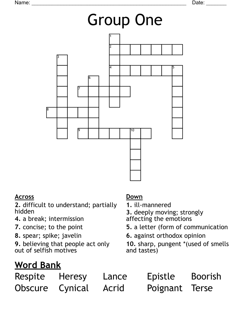 Group One Crossword