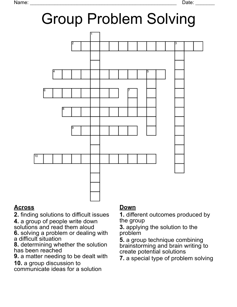 Group Problem Solving Crossword