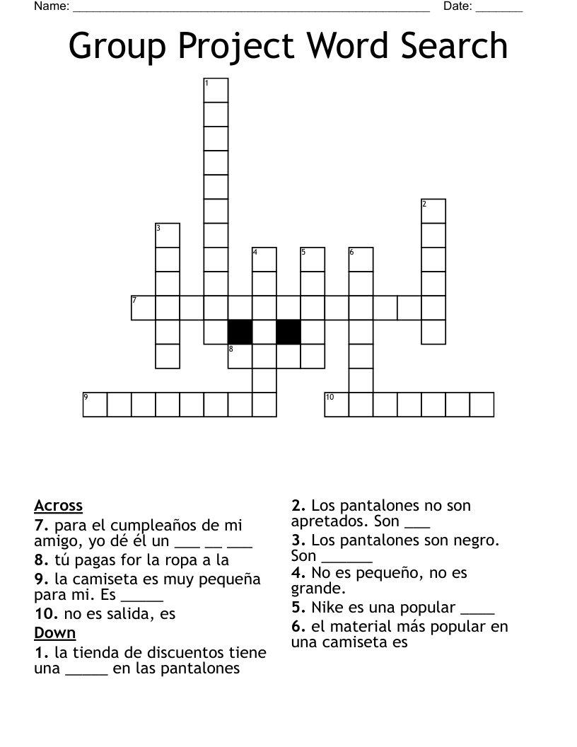 Group Project Word Search Crossword