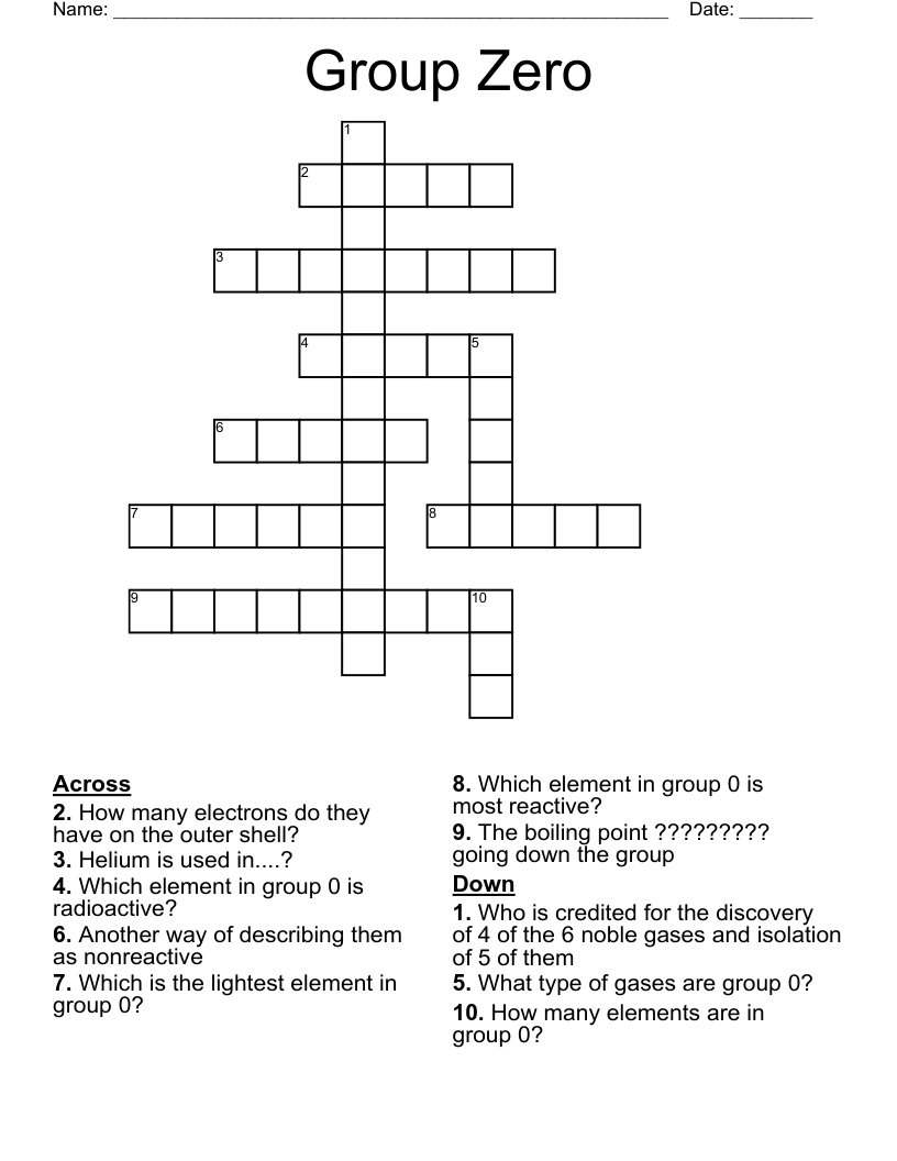 Group Zero Crossword