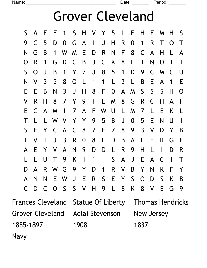 Grover Cleveland Word Search