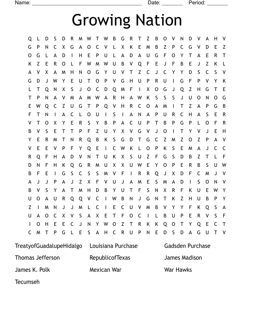 Growing Nation Word Search