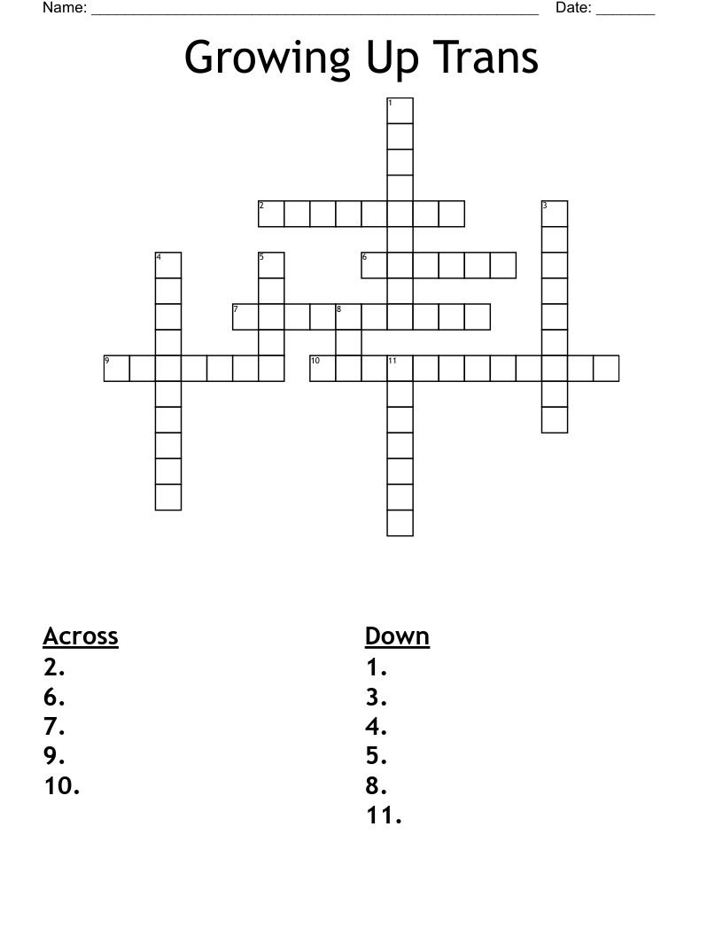 Growing Up Trans  Crossword