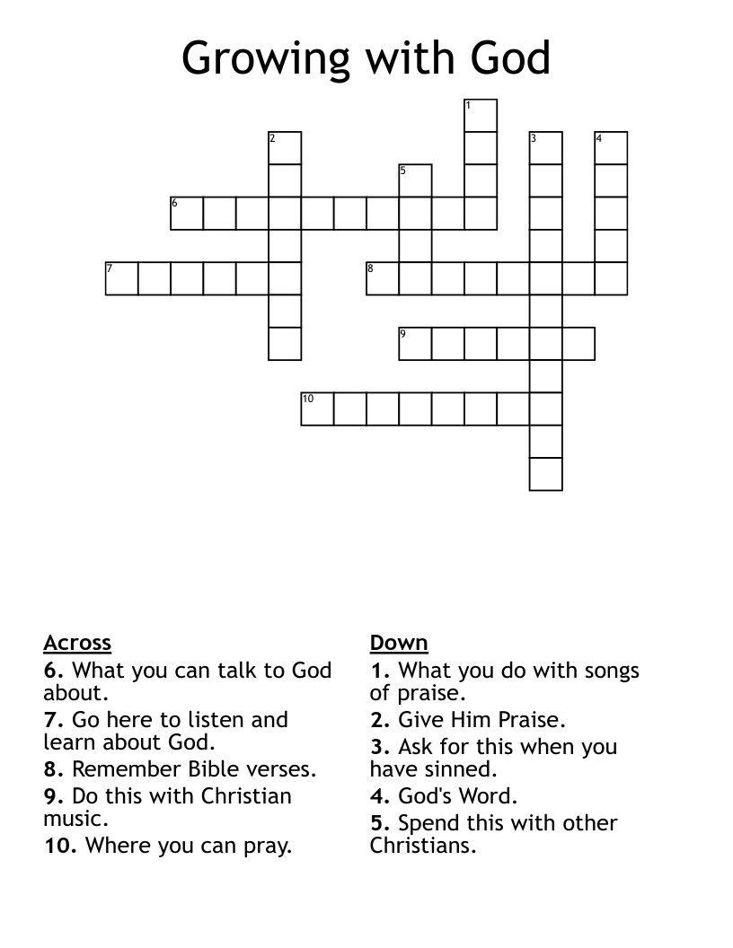 Growing with God Crossword