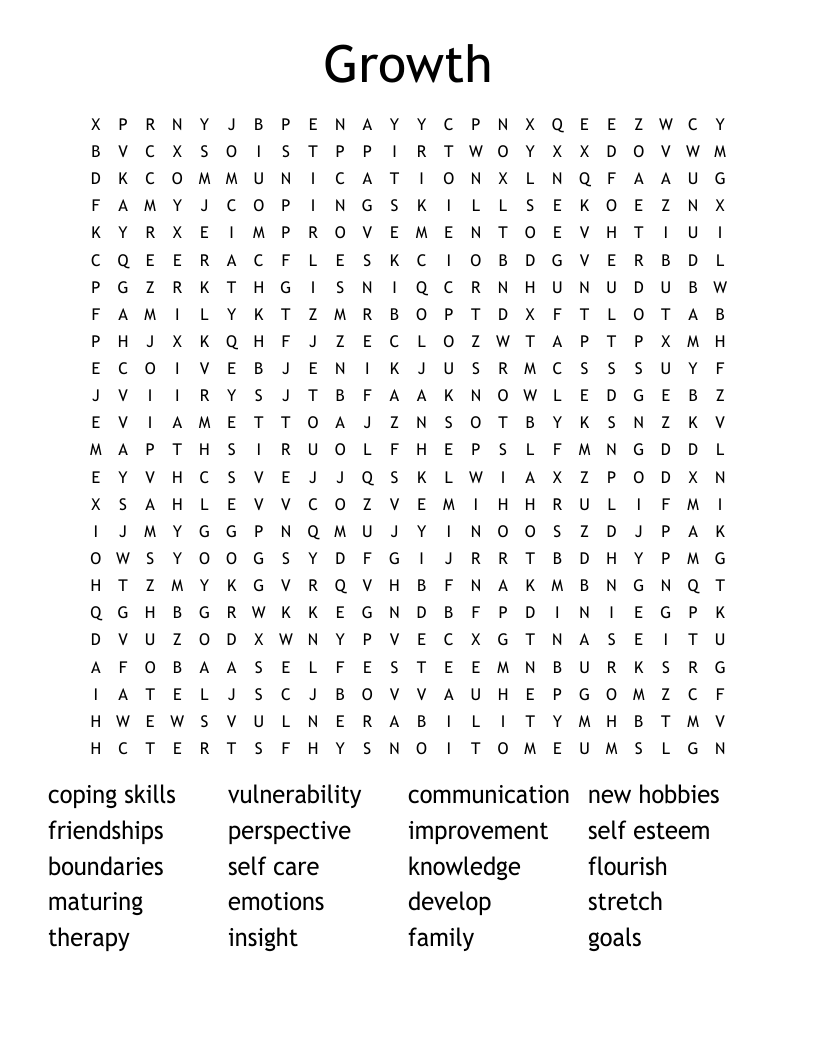 Growth Word Search