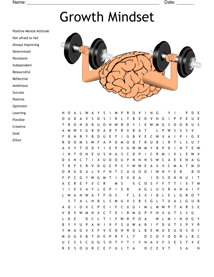Growth Mindset Word Search