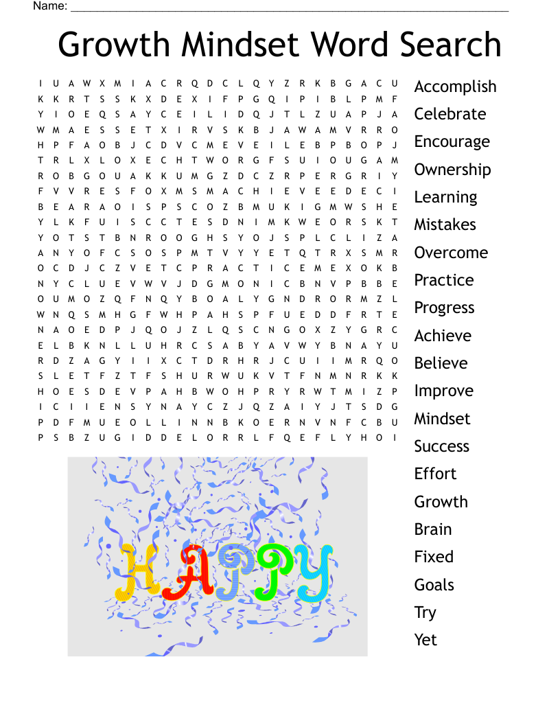 Growth Mindset Word Search