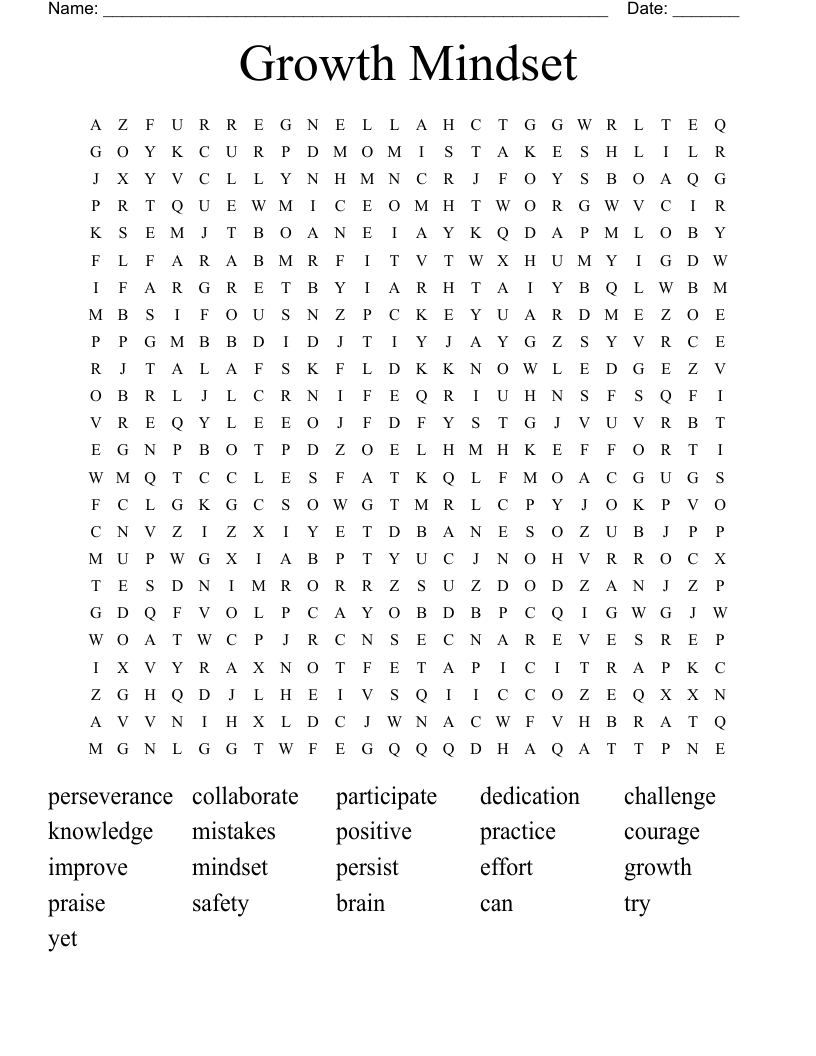 Growth Mindset  Word Search