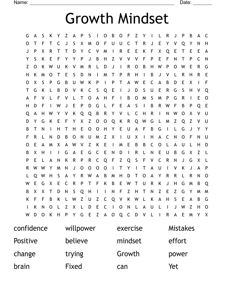 Growth Mindset  Word Search