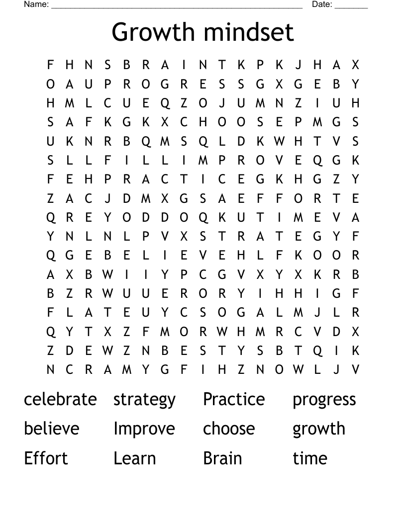 Growth mindset Word Search