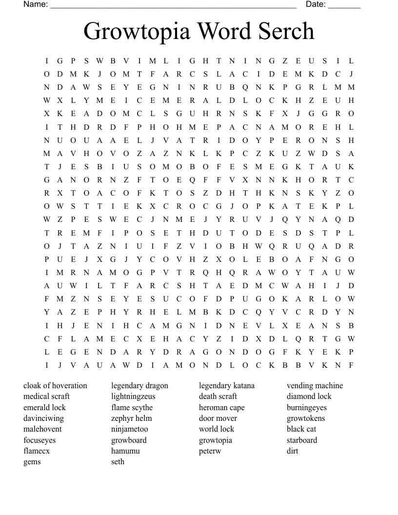 Growtopia Word Serch Word Search